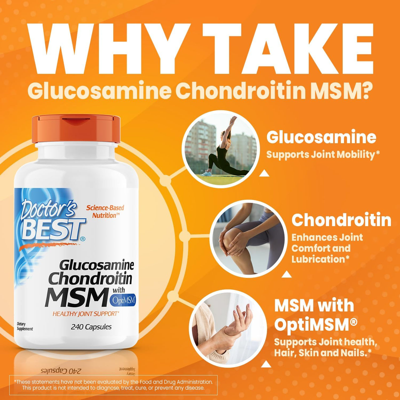 Doctor's Best Glucosamine Chondroitin Msm with OptiMSM Capsules