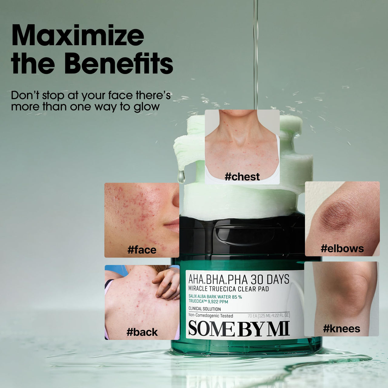SOME BY MI AHA BHA PHA 30 Days Miracle Truecica Clear Pad – 70 Pads – Korean Exfoliating Centella Face Toner Pads – Gently Clears Impurities, Refines Pores & Smooths Skin Texture – Korean Skin Care