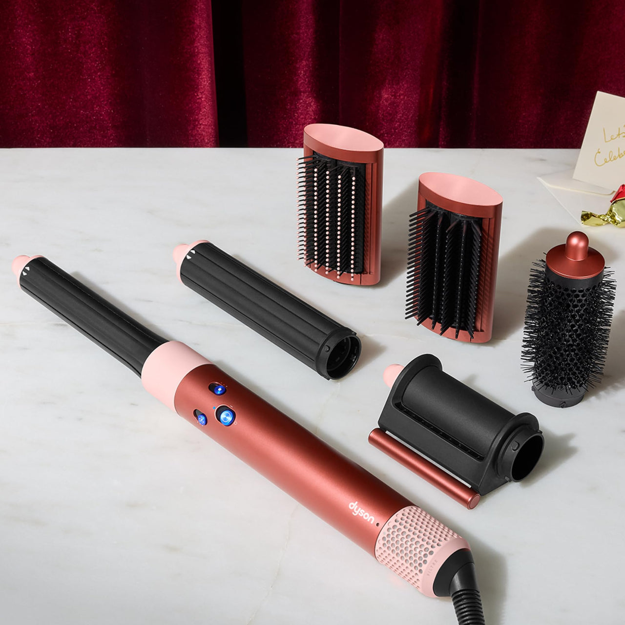 Dyson Special edition Airwrap Complete long multi-styler in Strawberry bronze and blush pink with Detangling comb