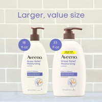 Thumbnail for Aveeno Stress Relief Moisturizing Body Lotion 33 Fl Oz, Lavender Scent with Prebiotic Oat, Hydrating 24-Hour Moisturizer Non-Greasy for Dry Sensitive Skin, Paraben & Dye Free, Calming & Relaxing