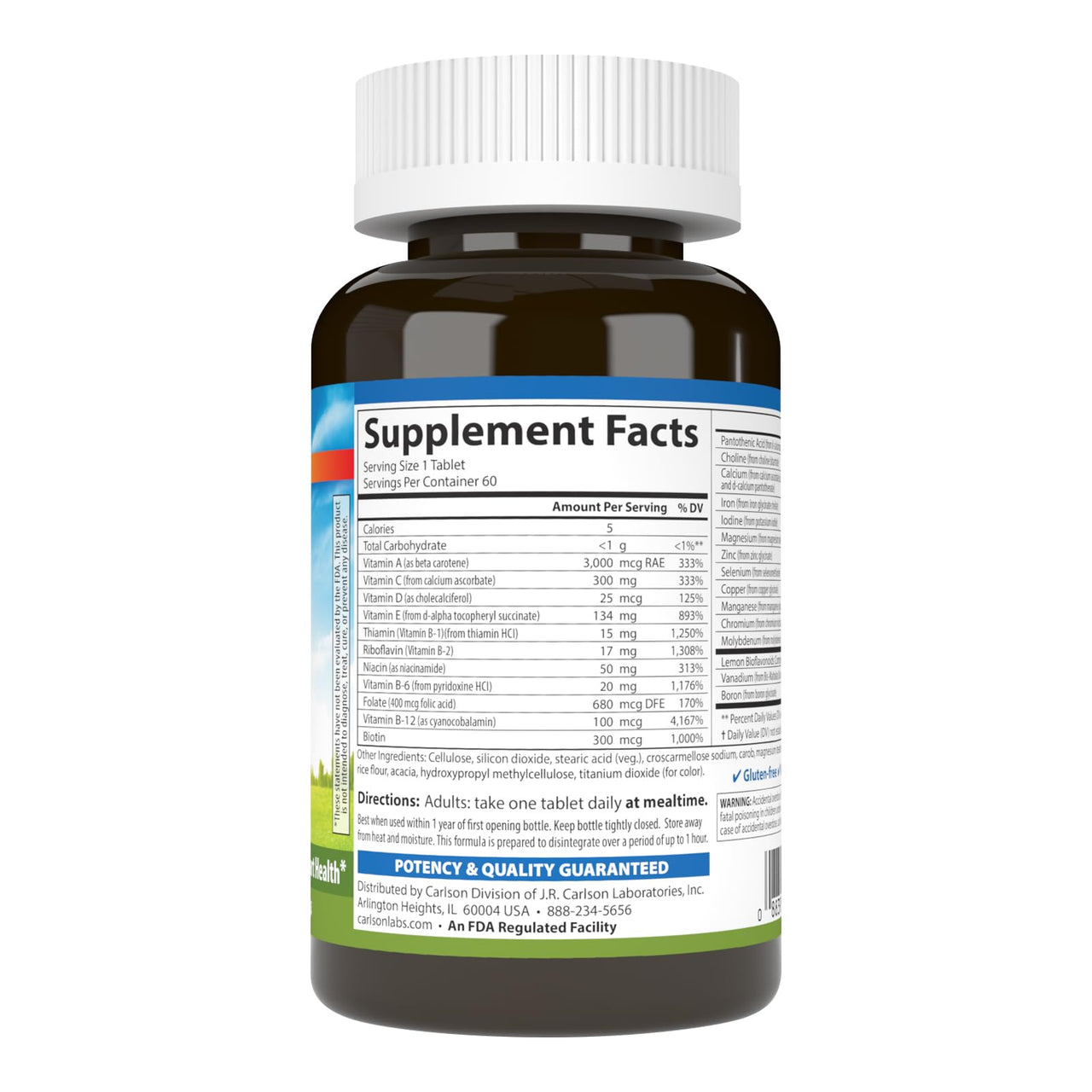Carlson - Super 1 Daily, Vegetarian Multiple Formula, Multivitamin, Optimal Wellness, 60 Tablets