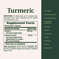 Thumbnail for Nature's Bounty Turmeric Capsules, Herbal Supplement with Plant-Based Antioxidants, 450 Mg, 60 Ct
