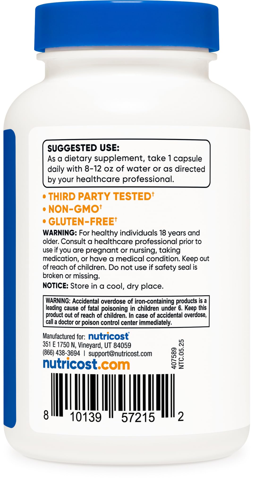 Nutricost Iron Bisglycinate Supplement (25mg) 240 Capsules - from Ferrous Bisglycinate Chelate - Non-GMO & Gluten-Free, Gentle Iron