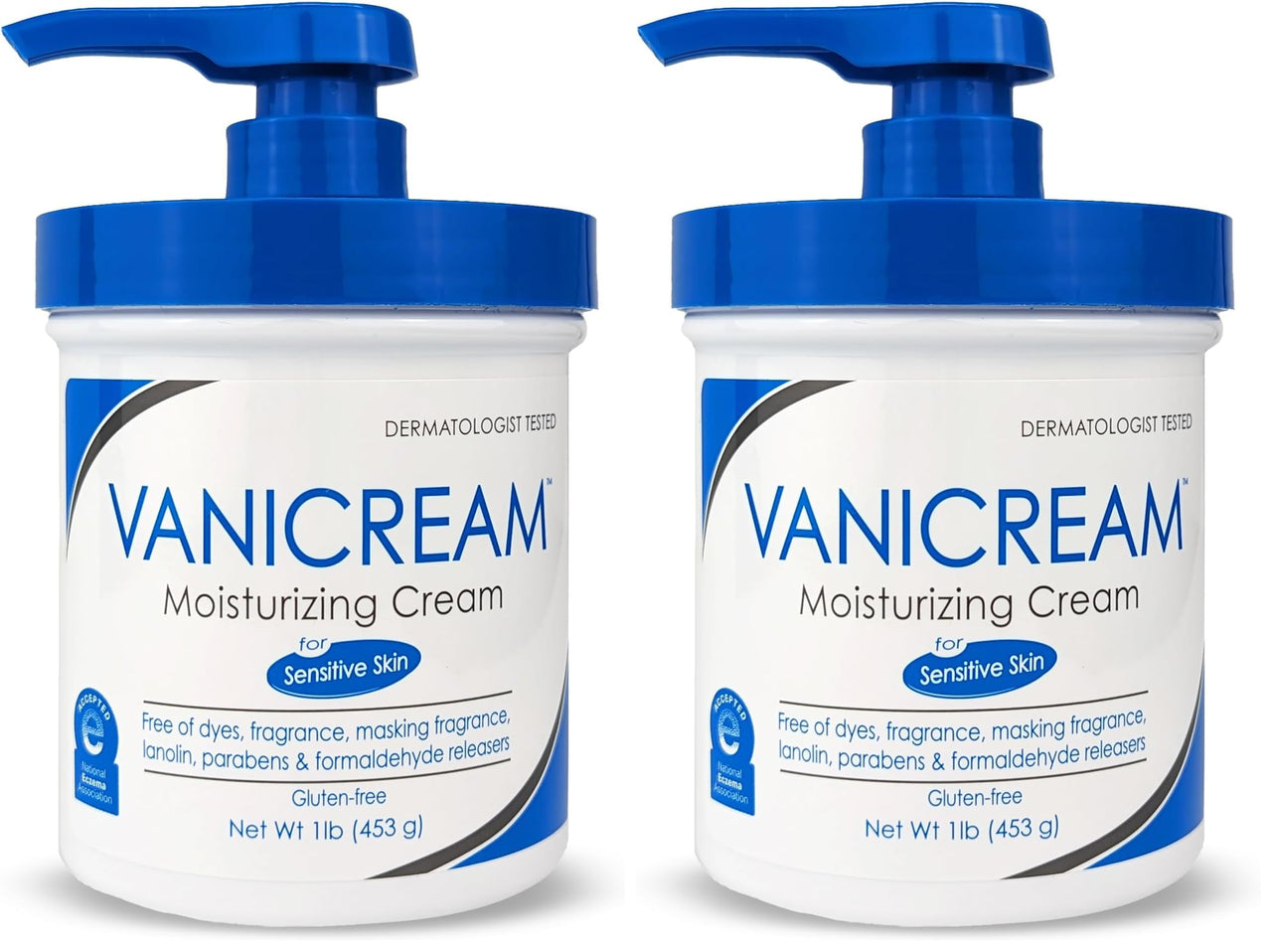 Vanicream Moisturizing Skin Cream with Pump Dispenser - 16 fl oz (1 lb) - Moisturizer Formulated Without Common Irritants for Those with Sensitive Skin (Pack of 2)