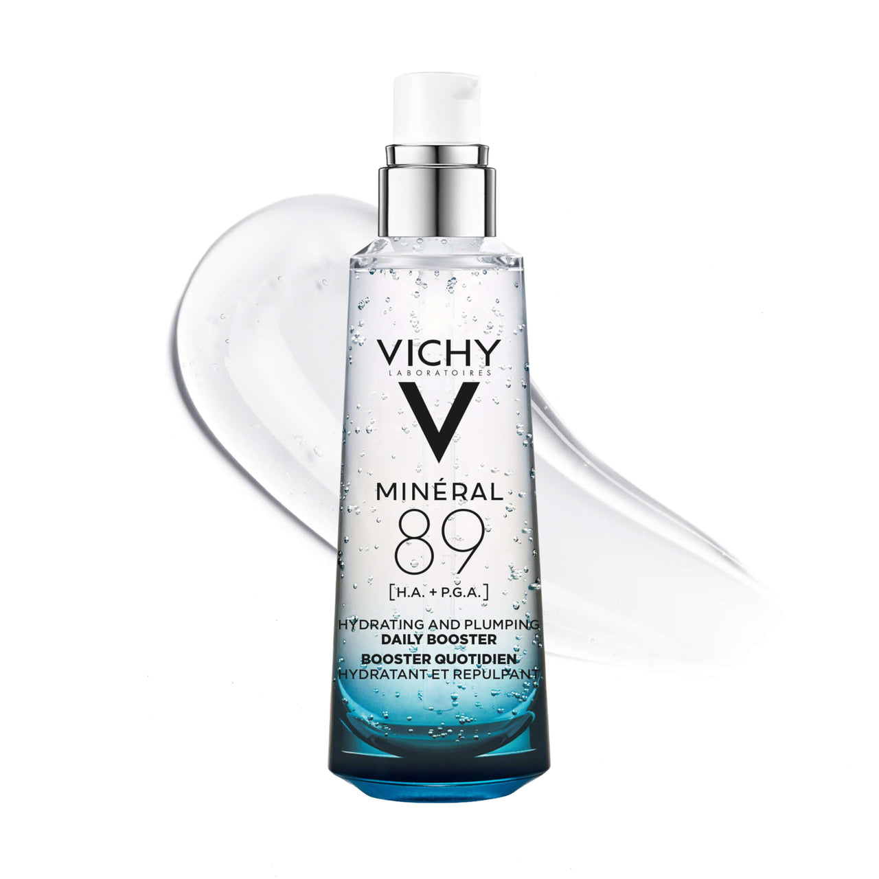 Vichy Mineral 89 Booster, Pure Hyaluronic Acid Serum for Face with Polyglutamic Acid for Skin Barrier Repair, Plumps & Hydrates, Lightweight Hydrating Serum, Oil-Free, Non-Sticky, 2.53 Fl Oz