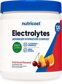 Thumbnail for Nutricost Electrolyte Complex Powder (120 Servings, Fruit Punch) - Hydration Supplement Drink Mix with Vitamins and Minerals