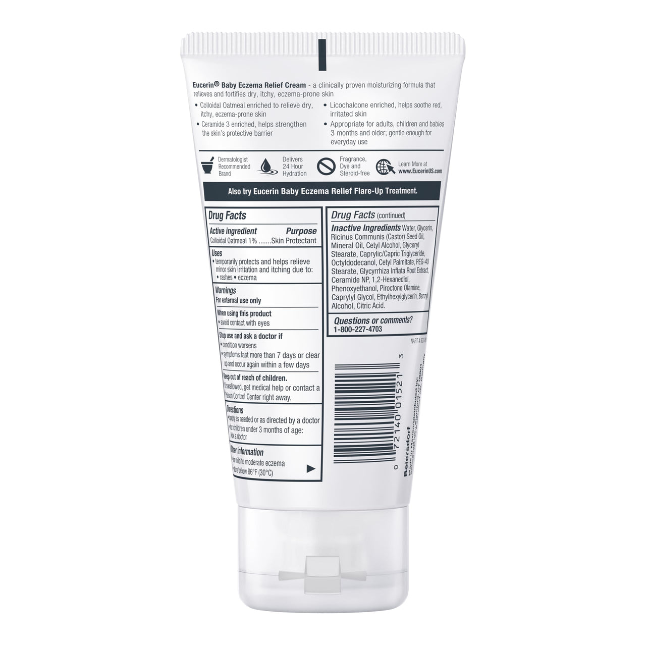 Eucerin Baby Eczema Relief Body Cream, Steroid & Fragrance Free for 3+ Months of Age, 5 oz. Tube
