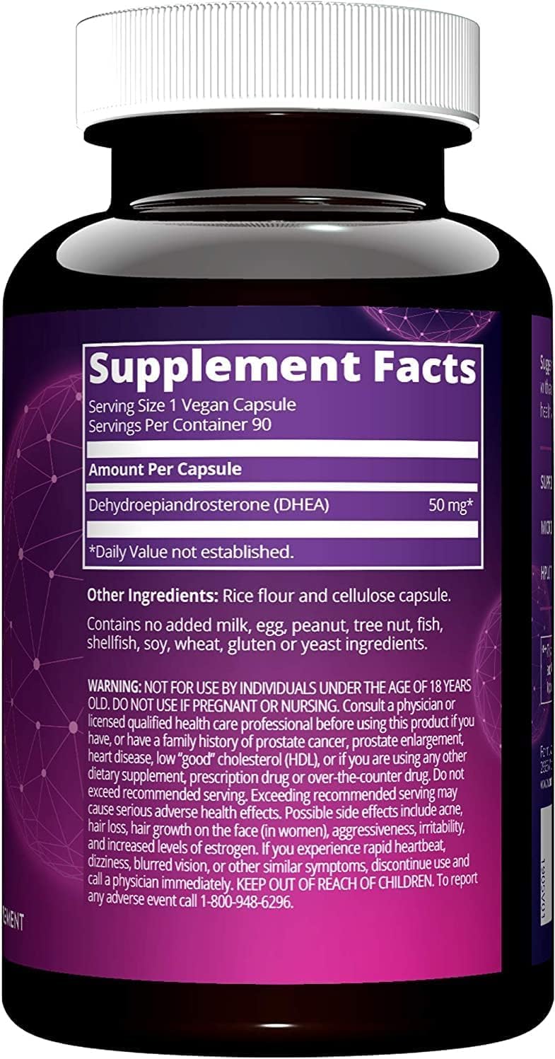 MRM Nutrition DHEA 50mg - for Women and Men - Micronized DHEA Supplement for Healthy Aging, Lean Muscle, and Enhanced Absorption Formula, Vegan, Gluten-Free, Non-GMO - 90 Servings