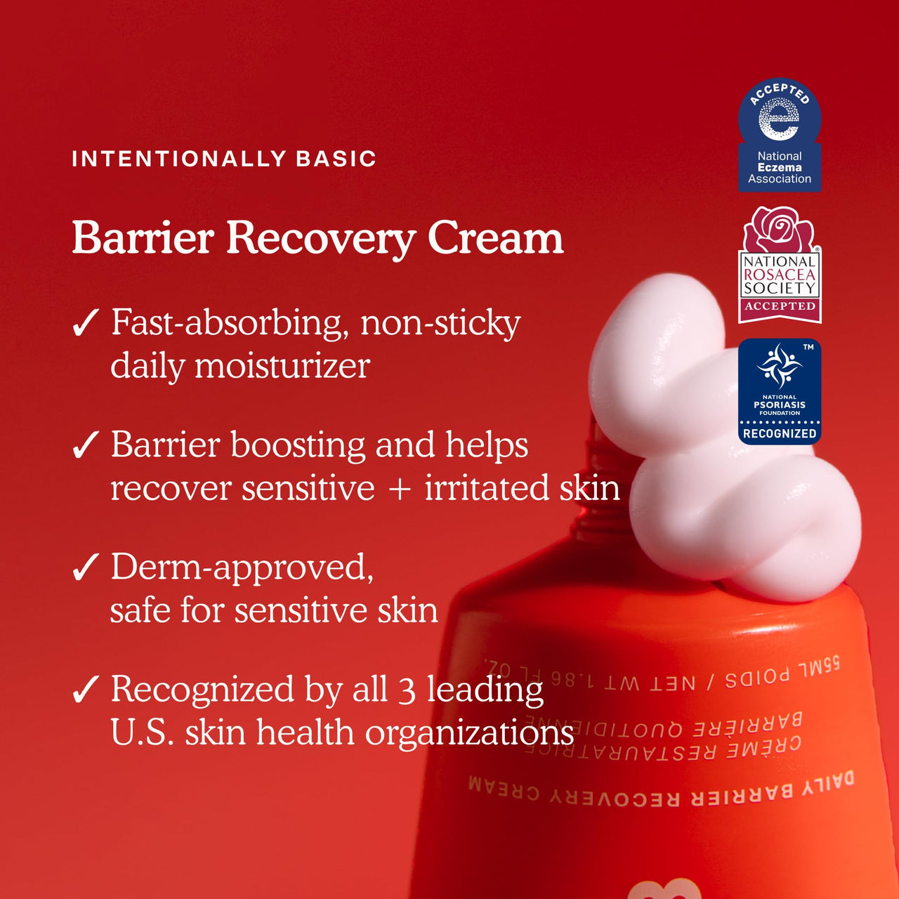 Tower 28 SOS Recovery Face Cream - Hydrating Face Moisturizer with Hyaluronic Acid + Ceramides - Skin Barrier Repair Moisturizer Reduces Redness + Improves Texture - Sensitive Skin Care (1.86 oz)