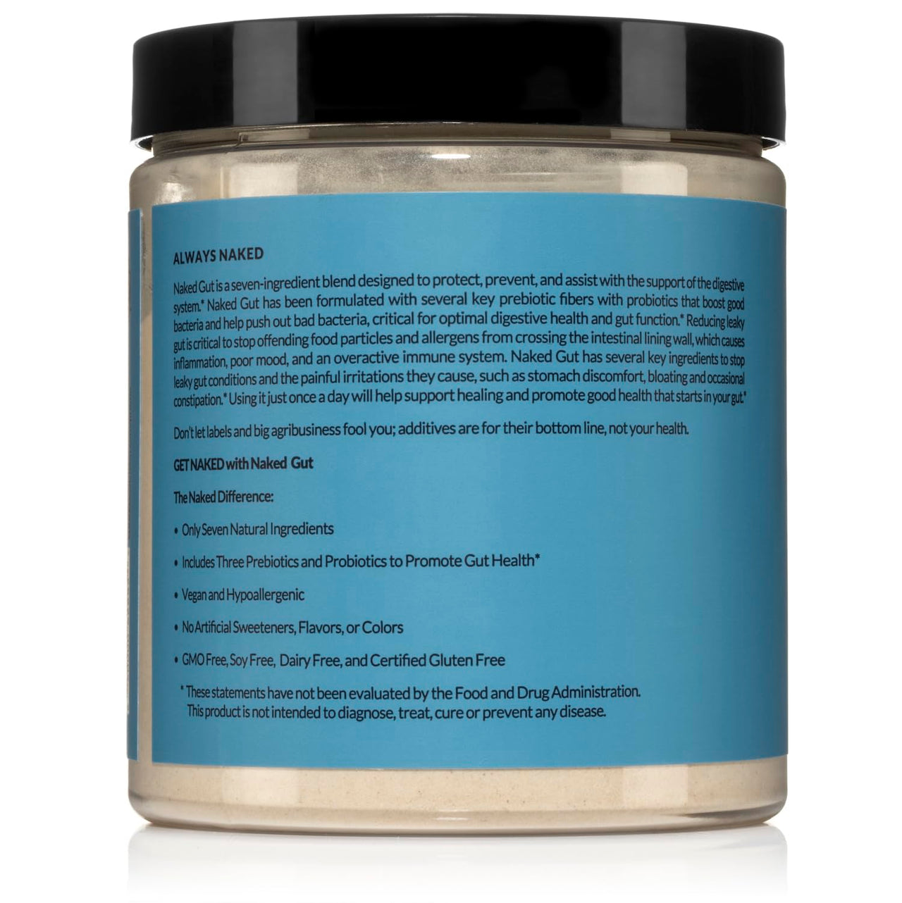 NAKED Gut - Daily Gut Health Supplement - Natural Gut Health Powder for Gut Cleanse, Digestive Support, GMO-Free, Soy-Free, Gluten-Free, Vegan and Hypoallergenic, 40 Servings