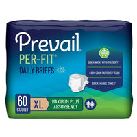 Thumbnail for Prevail Proven | X-Large Per-Fit Incontinence Briefs with Tabs | Maximum Plus Absorbency | X-Large, 60 Count (Pack of 4)