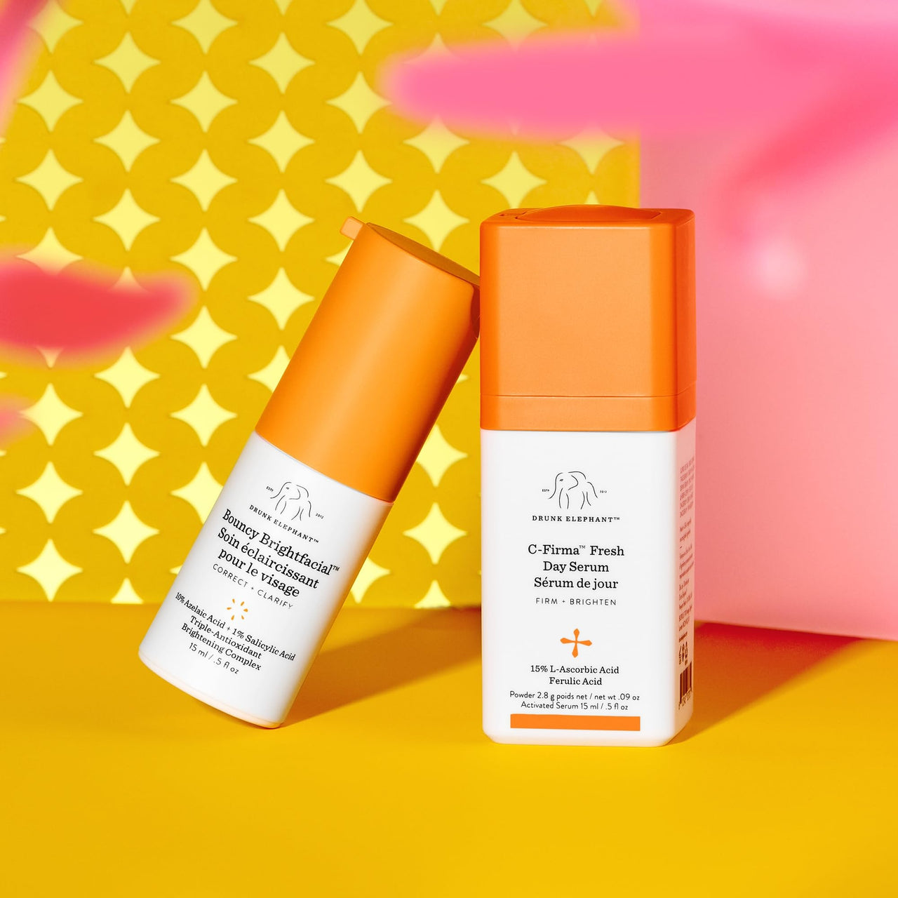 Drunk Elephant Be Bright There: The Brightening Kit - Includes C-Firma (15 ml/.5 fl oz) and Bouncy Brightfacial (15 ml/.5 fl oz)