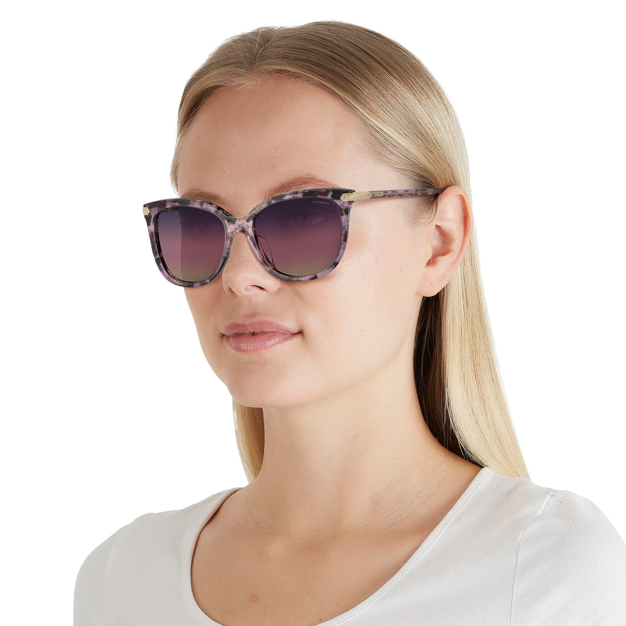 COACH Sunglasses HC 8378 U 5777U6 Cl926 Iris Tortoise Purple Gra