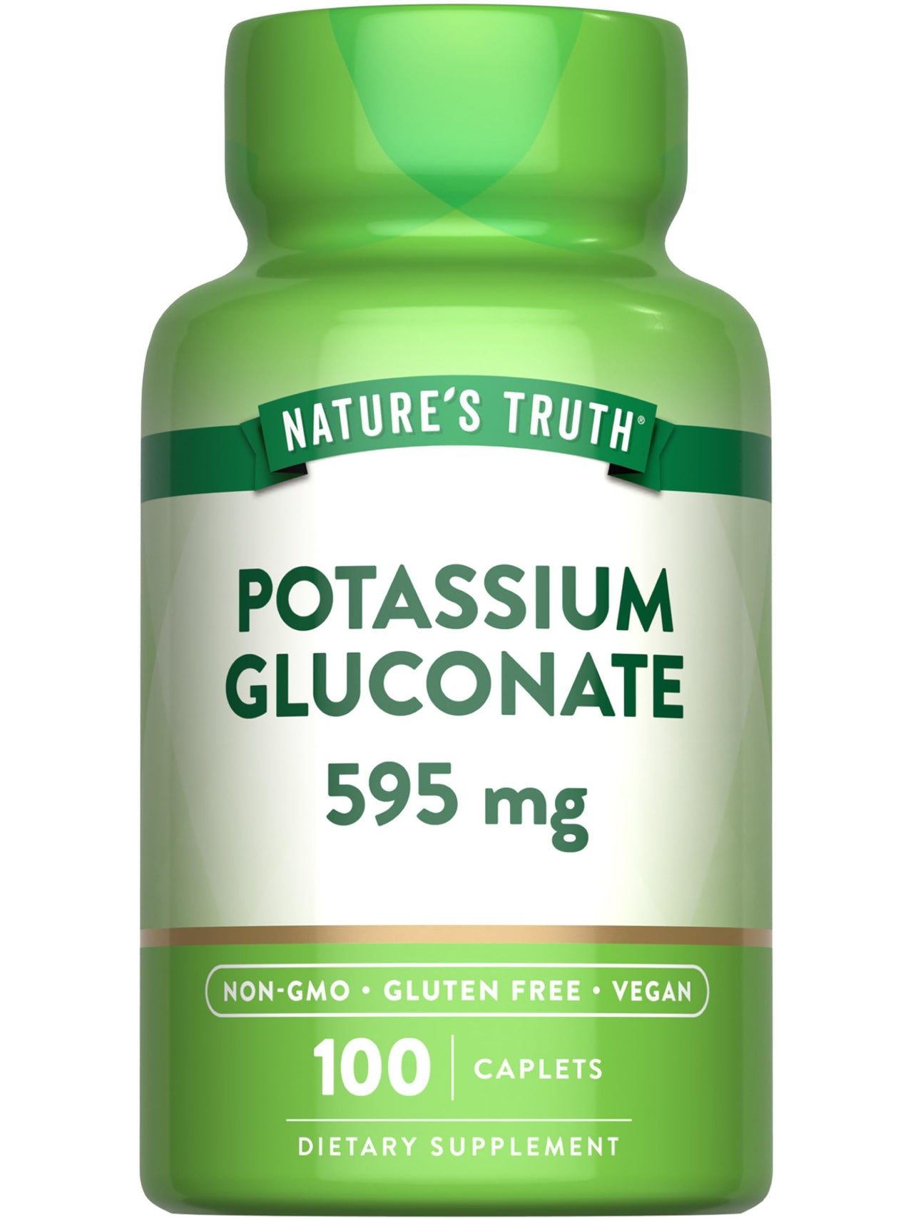 Nature's Truth Potassium Gluconate 595mg | 100 Caplets | Vegan, Non-GMO, Gluten Free Supplement