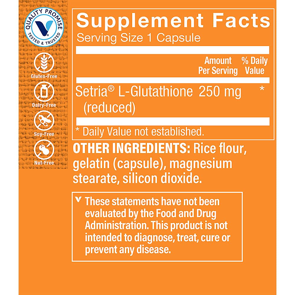 The Vitamin Shoppe Reduced Glutathione Antioxidant - 250 MG (50 Capsules)