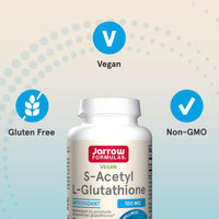 Thumbnail for Jarrow Formulas S-Acetyl L-Glutathione Tablets - 100 mg - 60 Count - Dietary Supplement - Stable Form of L-Glutathione - for Antioxidant Support and Detoxification - Non-GMO - Gluten Free
