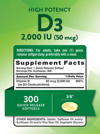 Thumbnail for Nature's Truth Vitamin D3 2000 IU | 300 Softgels | High Potency Formula | Non-GMO & Gluten Free Supplement