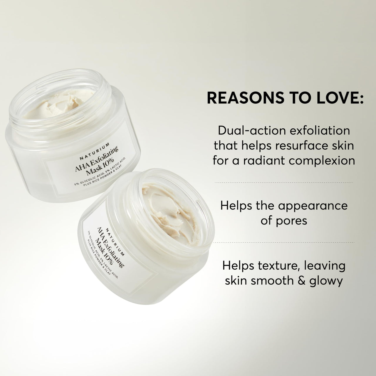 Naturium AHA Exfoliating Mask 10%, Exfoliating Skincare with Glycolic & Lactic Acids, Resurfaces Skin for Radiant Complexion, Vegan & Cruelty-Free, 1.7 oz