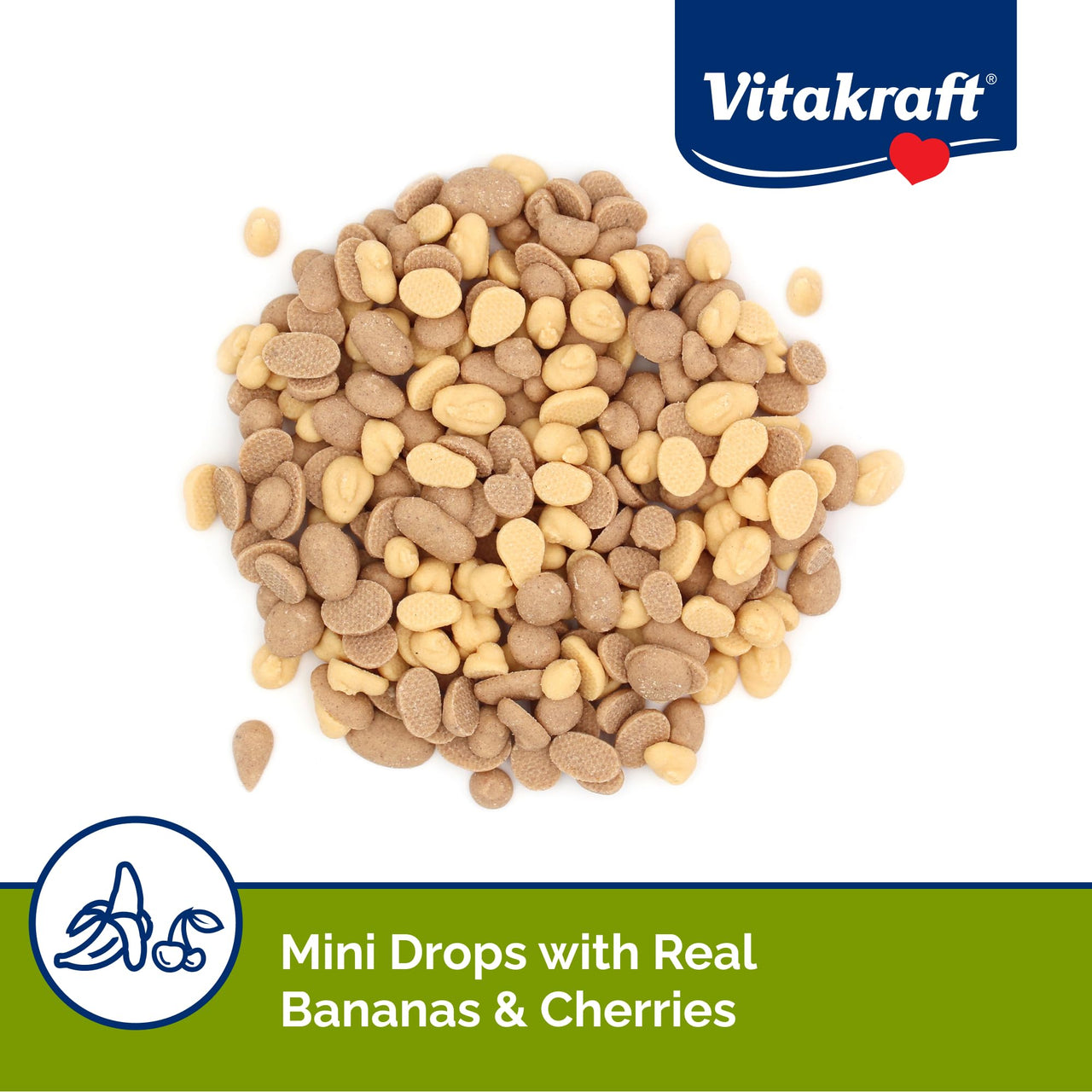 Vitakraft Mini Drops Cherry Banana Treats for Hamsters Rats Mice and Small Pets - Wholesome Small Animal Snacks with Real Fruit Flavor and Nutrient-Rich Goodness - 2.5 Ounce Pack
