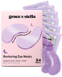 Thumbnail for grace & stella Retinol Under Eye Patches for Puffy Eyes & Dark Circles - Restoring Gel Under Eye Masks with Hyaluronic Acid - Bridesmaid Gifts, Birthday Gifts for Women (Purple, 24 Pairs)