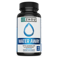 Thumbnail for ZHOU Water Away - Natural Water Pills for Women & Men with Dandelion, Potassium, Cranberry and Green Tea, Cellular Energy and Metabolic Health - 60 Veggie Capsules (Pack of 1)