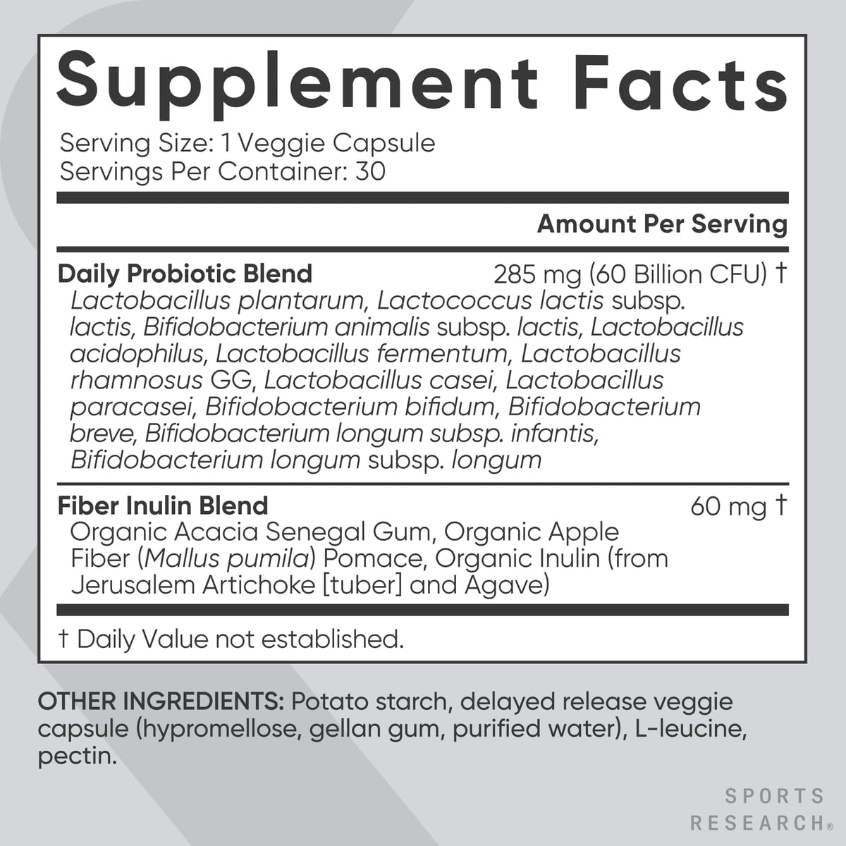 Sports Research® Digestive Regularity Pack - Daily Probiotics 60 Billion CFU + Organic Fiber Powder with Psyllium Husk, Fibriss, and Agave Inulin