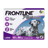 Thumbnail for Frontline Plus for Dogs Large Dog (45 to 88 pounds) Flea and Tick Treatment, 6 Doses