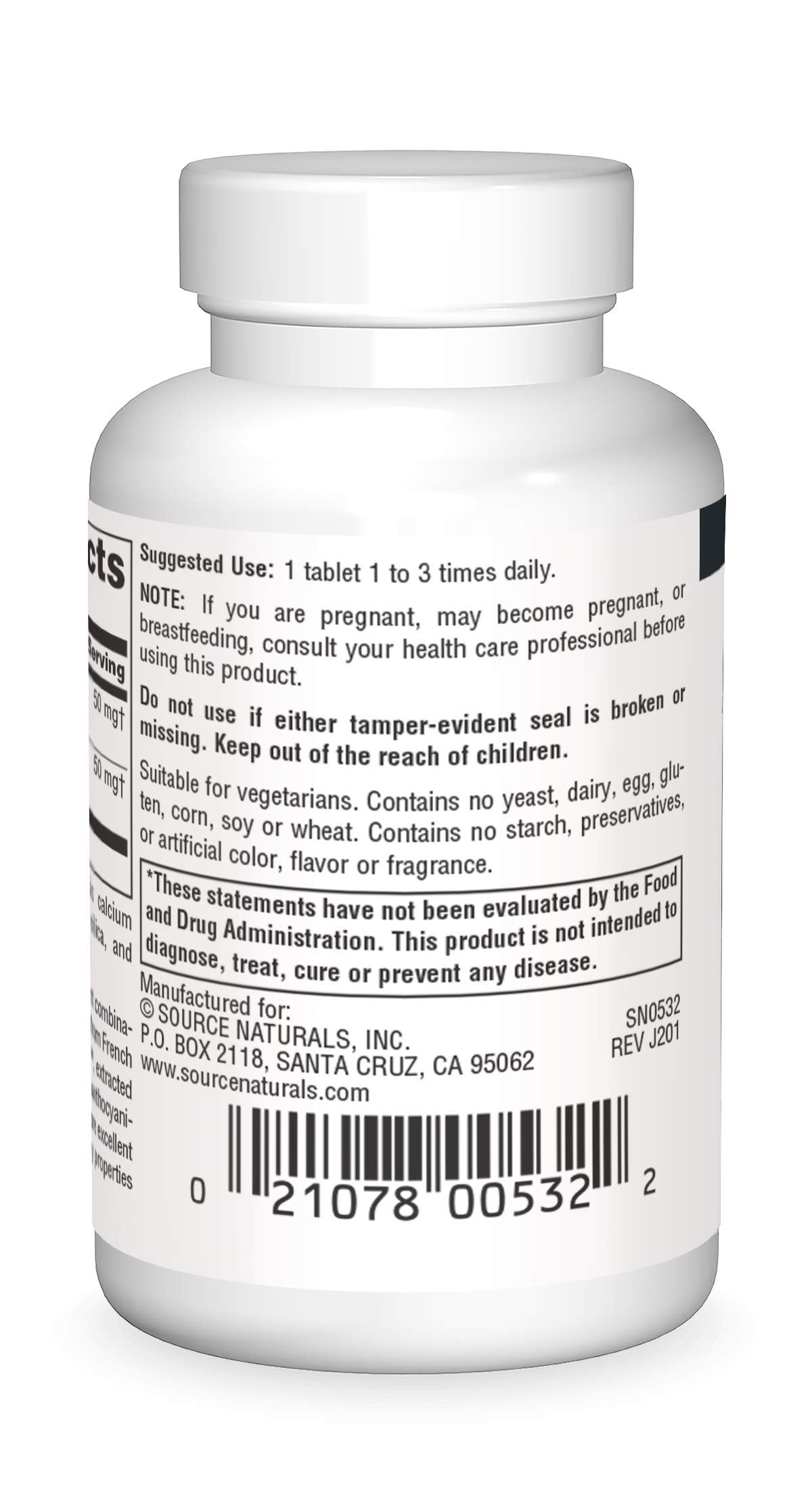 Source Naturals Pycnogenol & Grape Seed Extract 100 mg Dietary Supplement - 30 Tablets - a Potent Combination of Two Powerful Natural antioxidants*