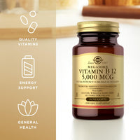 Thumbnail for Solgar Vitamin B12 5000 mcg - 30 Nuggets - Promotes Nervous System Health - Non-GMO, Vegan, Gluten & Dairy Free - 30 Servings