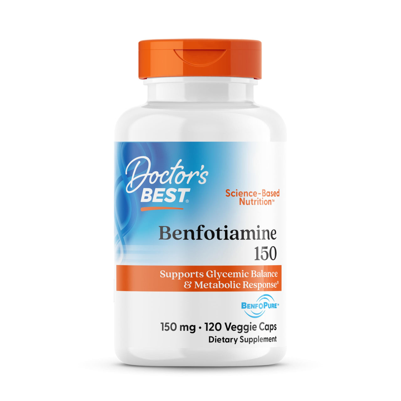 Doctor's BEST Benfotiamine 150mg Supplement - Bioavailable Vitamin B1 for Men & Women, Benfotiamine B1 Capsules, Supports Nerve & Metabolic Health, Antioxidant Support, Non GMO - 120 Veggie Caps