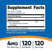 Thumbnail for Nutricost Astaxanthin 4mg, Gluten Free and Non-GMO, 120 Softgels (4 Month Supply)