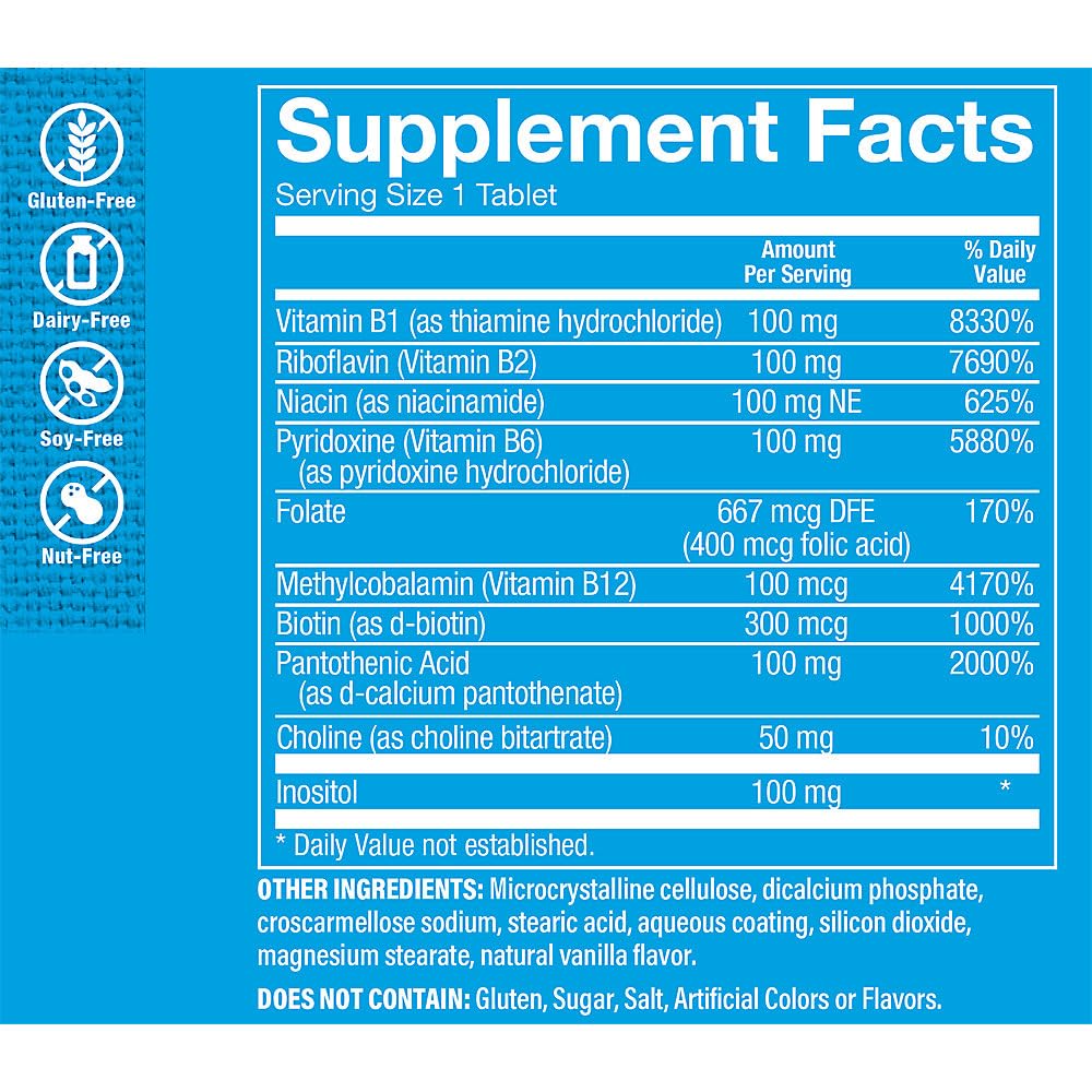 The Vitamin Shoppe Vitamin B-Complex - Energy Metabolism & Nervous System Support, Complete B Vitamins (100 Tablets)