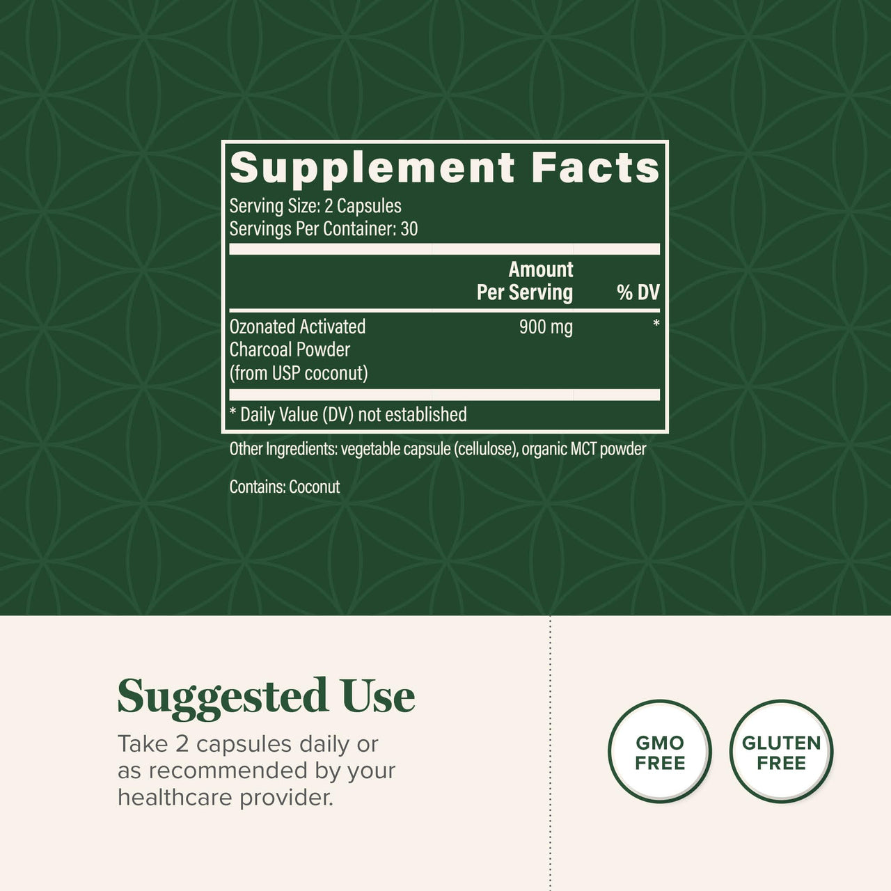 Global Healing Center - Ozonated Activated Charcoal Powder - Advanced Digestive Detox that Adsorbs Internal Unwanted Compounds - Helps Relieve Occasional Gas Discomfort - 60 Activated Charcoal Pills