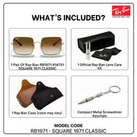 Thumbnail for Ray-Ban RB1971 SQUARE 1971 CLASSIC Square Shaped Non-Polarized Sunglasses for Women – Includes Official RAYBAN Eyewear Kit – Ideal Formal & Casual Wear Sunglasses – Light Brown Gradient Lens
