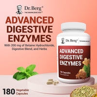 Thumbnail for Dr. Berg Advanced Digestive Enzymes with Apple Cider Vinegar - Includes Digestive Health Ingredients Like Betaine Hydrochloride (HCI), Ginger Root & Peppermint Leaf - 180 Capsules