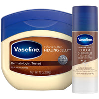 Thumbnail for Vaseline Rich Moisturizing Healing Jelly Cocoa Butter, 13 oz Bundled with Cocoa Shimmer Stick, 1.4 oz. Provides Radiant and Shimmering Moisturized Skin with Pleasant Scent