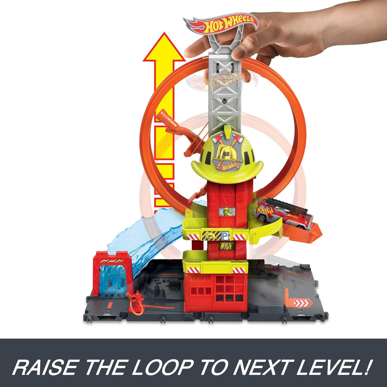 Hot Wheels City Super Loop Fire Station Playset & 1 Toy Car