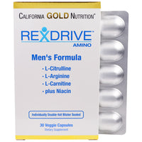 Thumbnail for California Gold Nutrition, Rexdrive Amino, Men's Formula - L-Citrulline, L-Arginine, L-Carnitine, Niacin, 30 Veggie Capsules