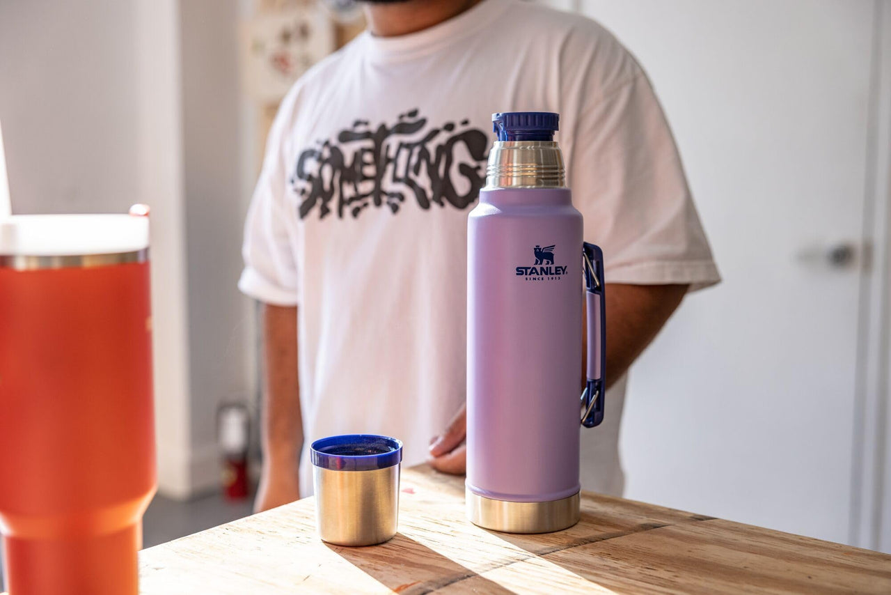 Stanley Classic Legendary Vacuum Bottle 1.5 qt | Wide Mouth with Leakproof Cup Lid | Keep Drinks Hot or Cold | Packable for Travel | Insulated Stainless Steel Thermal Bottle | BPA-Free | Lavender