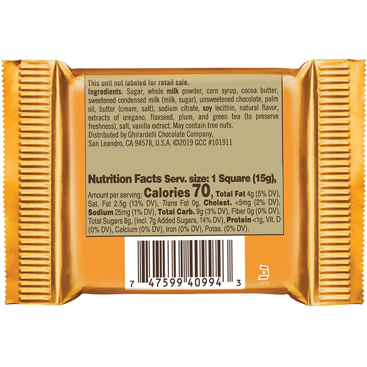 Ghirardelli Chocolate Squares, Milk Chocolate with Caramel Filling, Individually Wrapped, For Gifts And Special Occasions, Bulk Pack Of 2 Pounds