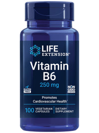 Thumbnail for Life Extension Vitamin B6, 250 mg, high Potency, Cardiovascular Health, neurological Health, Eye Health, Healthy Kidney Function, Gluten-Free, Non-GMO, Vegetarian, 100 Capsules