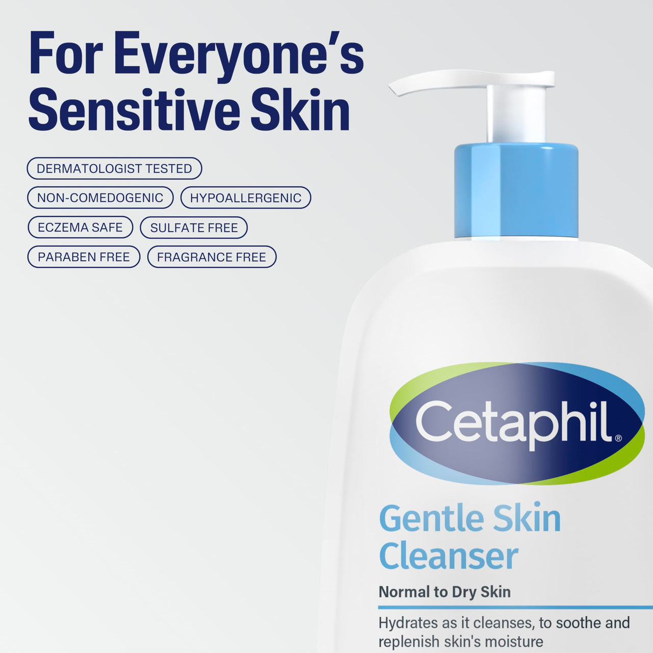 Cetaphil Face Wash, Hydrating Gentle Skin Cleanser for Dry to Normal Sensitive Skin, NEW 20 oz, Fragrance Free, Soap Free and Non-Foaming