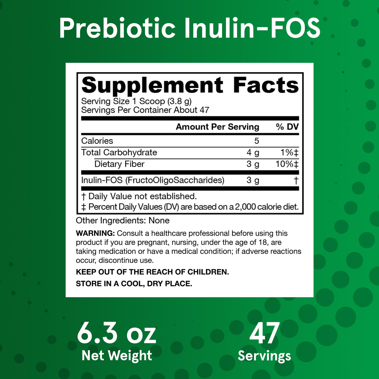 Jarrow Formulas® Prebiotic Inulin FOS Prebiotic Fiber Supplement, 6.3 Oz, Prebiotics for Gut Health and Digestive Support, Approx. 47 Servings