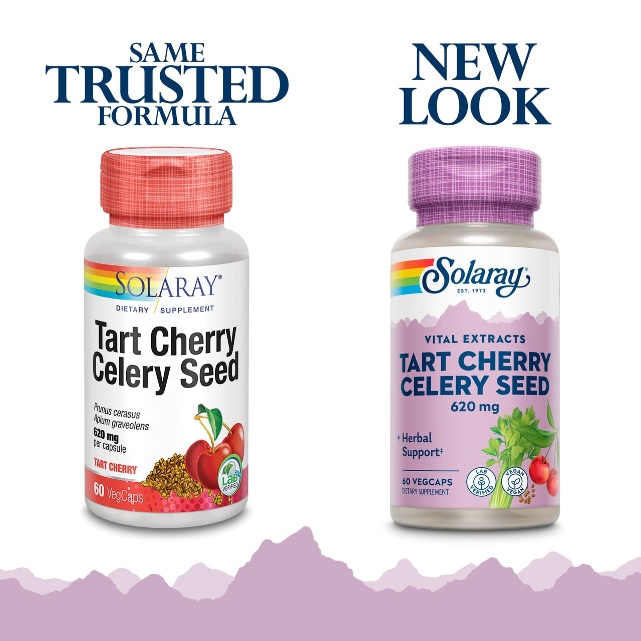 SOLARAY Tart Cherry and Celery Seed - Tart Cherry Celery Seed Extract Capsules 620 mg, Supplement for Men & Women, Natural Herbal Support for Adults, Vegan - 60 Veg Caps