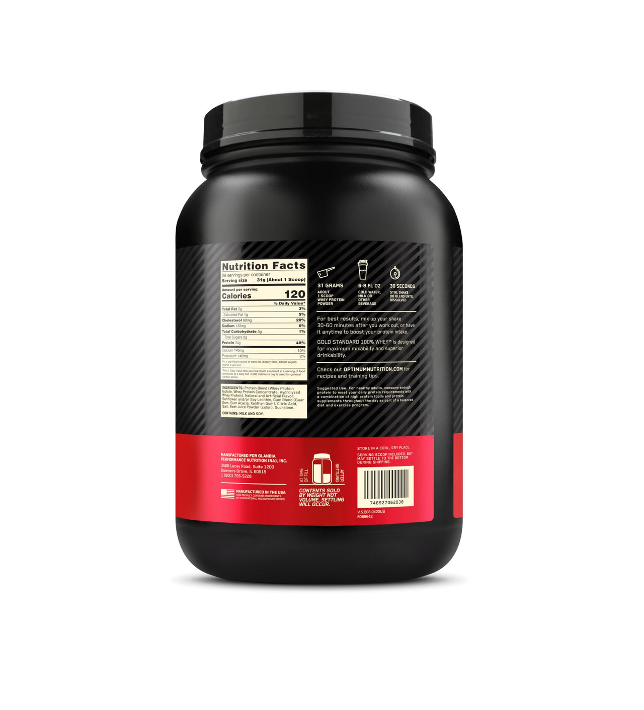 Optimum Nutrition Gold Standard 100% Whey Protein Powder, Strawberries & Cream, 2 Pound (Packaging May Vary)