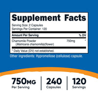 Thumbnail for Nutricost Chamomile 750mg, 240 Vegetarian Capsules, 120 Servings - Non-GMO, Gluten Free