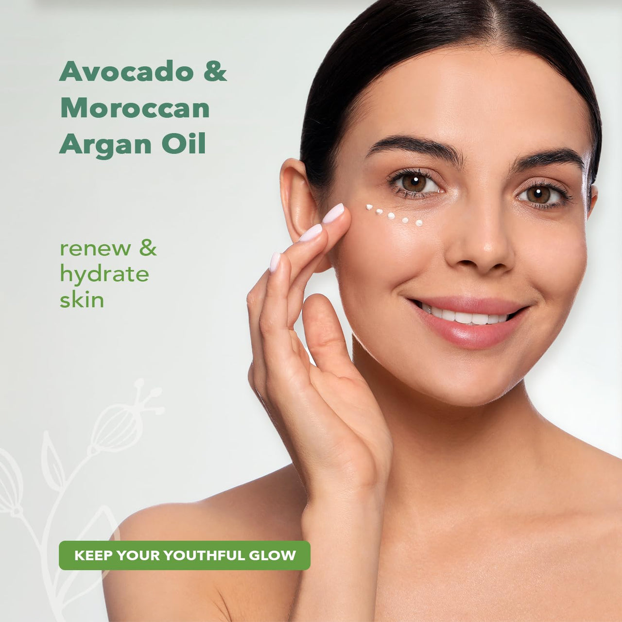 Nourish Organic Eye Treatment, Avocado & Argan â€“ Renewing & Hydrating Under Eye Brightener with Vitamin C + Washable Cotton Round