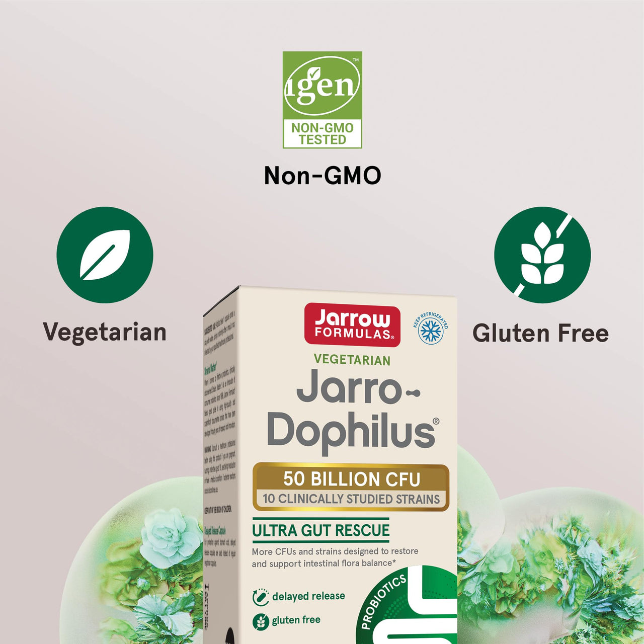 Jarrow Formulas Jarro-Dophilus Ultra Gut Rescue - 50 Billion CFU Per Serving - Probiotics Restore, Protect & Maintain Intestinal Flora - 60 Servings (Delayed Release)
