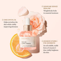 Thumbnail for BIOSSANCE Squalane + Vitamin C Rose Advanced Facial Oil - Brightening, Firming, and Hydrating Serum for All Skin Types - Chios Crystal Oil, Damascus Rose Extract & Squalane for Radiance - 1oz