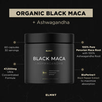 Thumbnail for 40,000mg 40x Strength Organic Black Maca Root w. Ashwagandha - #1 Highest Potency Black Maca Root Capsules for Men Supplement 40:1 Extract - 100% Pure Maca Peruana, Maca Powder Pills, Gelatinized